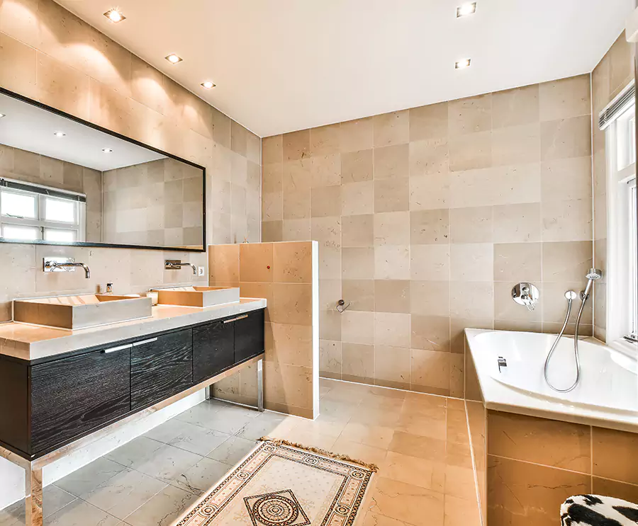 Minimalist dark wood vanity